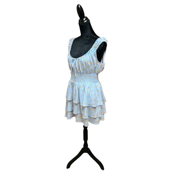 No Boundaries Size Large (13-14) Blue One Piece Romper With Puff Sleeves - Picture 5 of 7